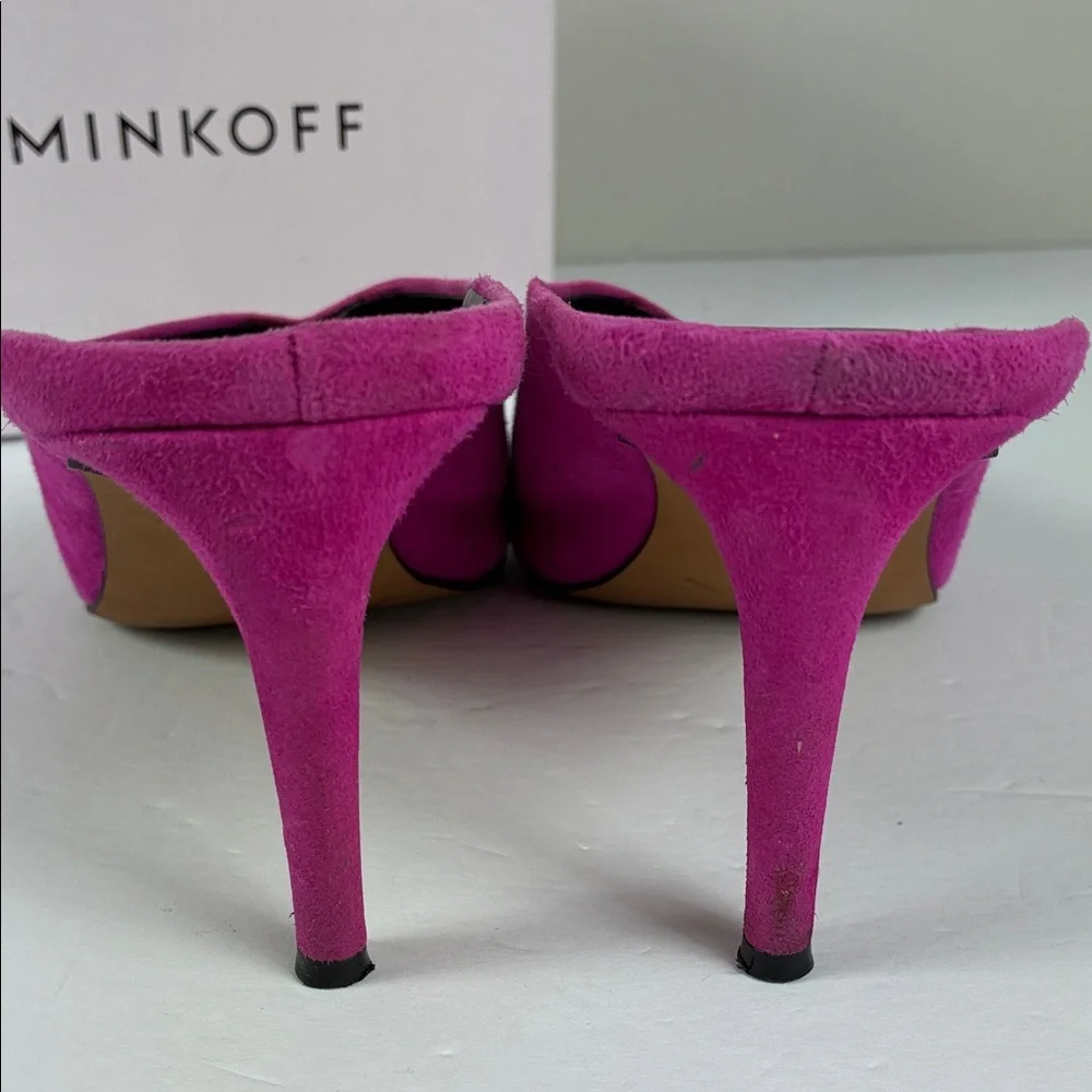 Rebecca Minkoff Fuchsia Heel Mules Party Vibrant Suede Graciano